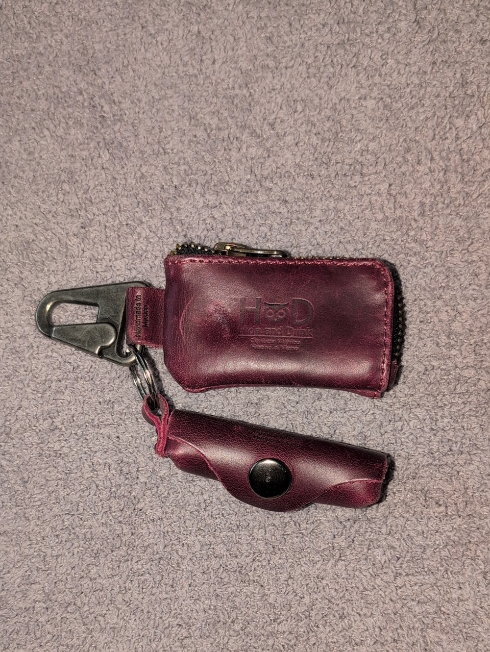 Hide And Drink Key Holder And Chapstick Case In Merlot